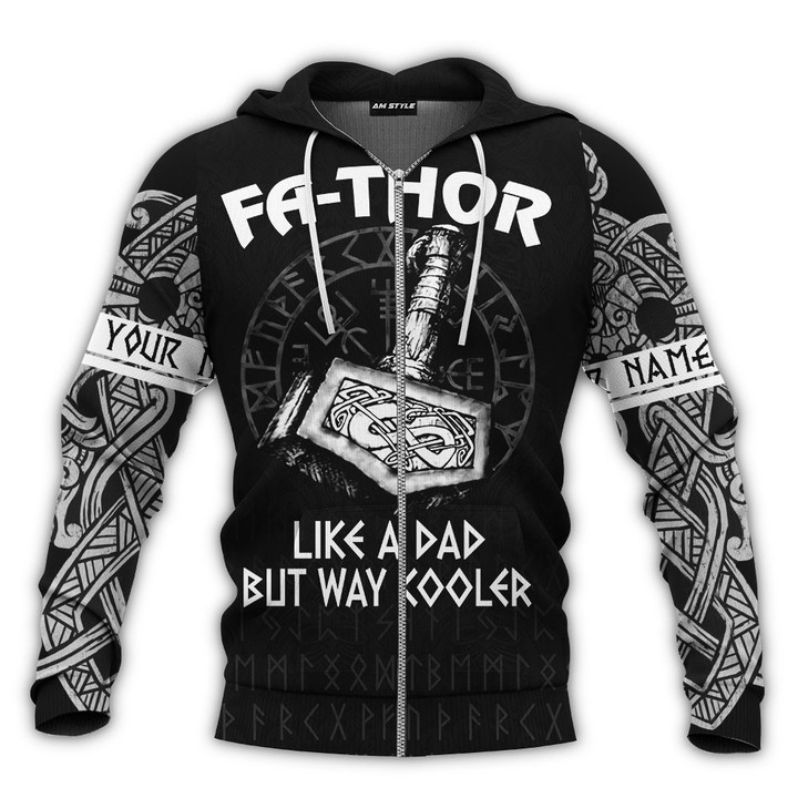 Viking Warrior Happy Father‘S Day Fathor Like A Dad But Way Cooler Personalized All Over Print Zip Hoodie