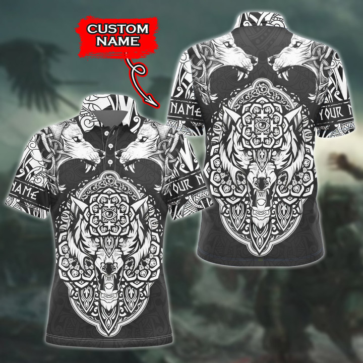 Viking Old Norse Wolf Of Odin Fenrir Art Tattoo Customized All Over Print Polo