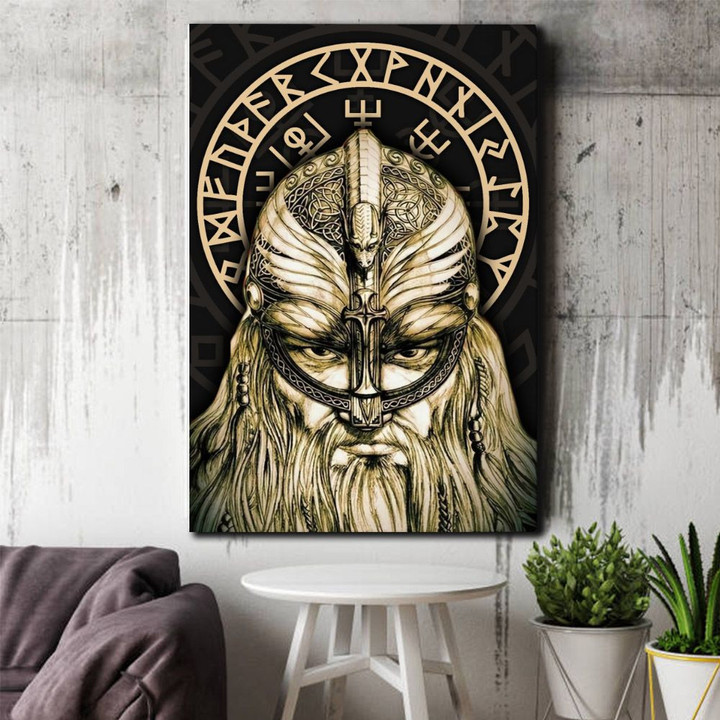 Viking Berserker Warrior With Vegvisir Old Norse Symbol All Over Print Canvas