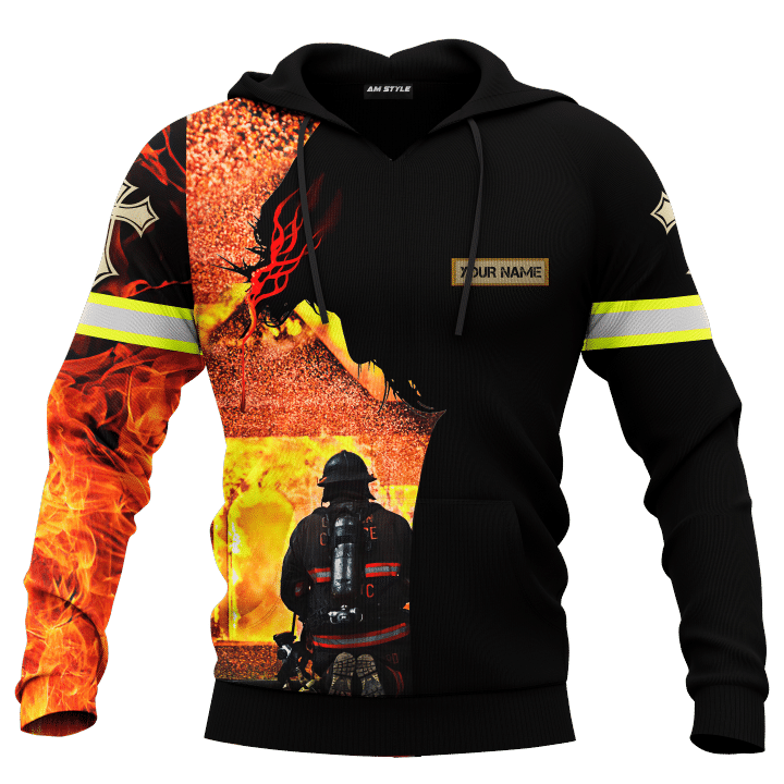 Jesus Firefighter God Will Bring You Through The Fire Customized 3D All Over Printed hoodie
