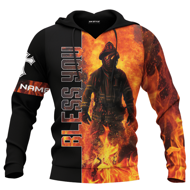 Jesus Firefighter God Bless Firefighter Customized 3D All Over Printed hoodie