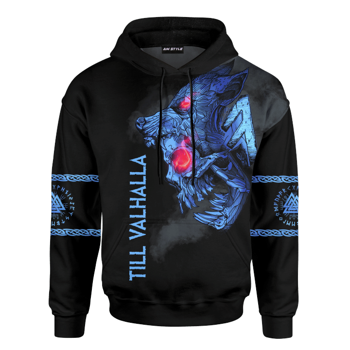Viking Fenrir Wolf Son Of Odin God Blue Customized 3D All Over Printed Shirt - AM Style Design - Amaze Style™