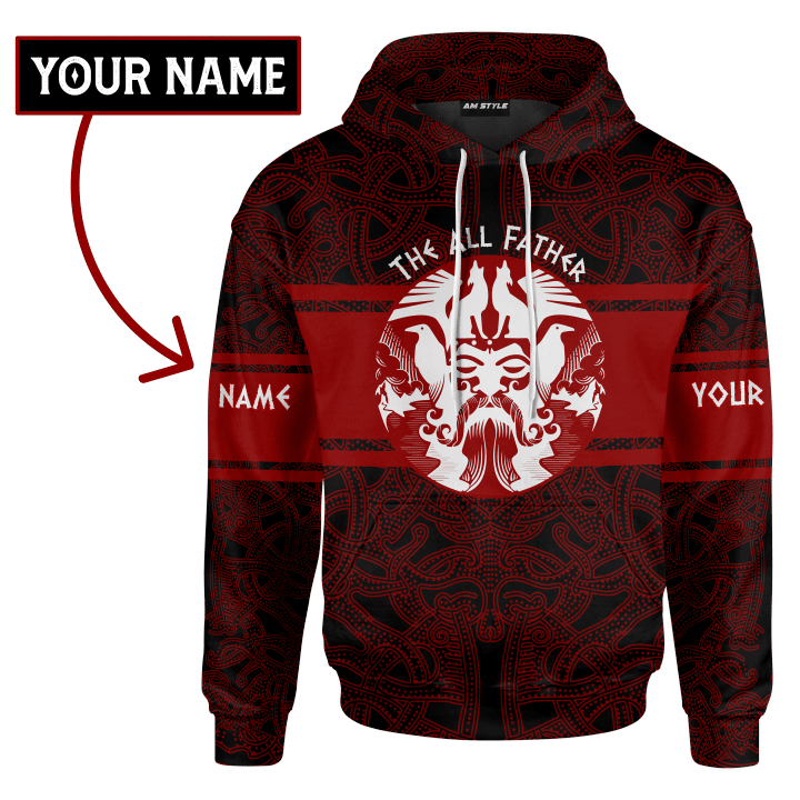 Viking The All Father Odin God Dark Red Colour Customized 3D All Over Printed Shirt - AM Style Design - Amaze Style™