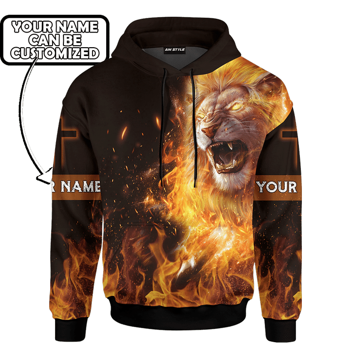 Customized Jesus Lion Fire Faith Over Fear Jesus 3D All Over Printed hoodie