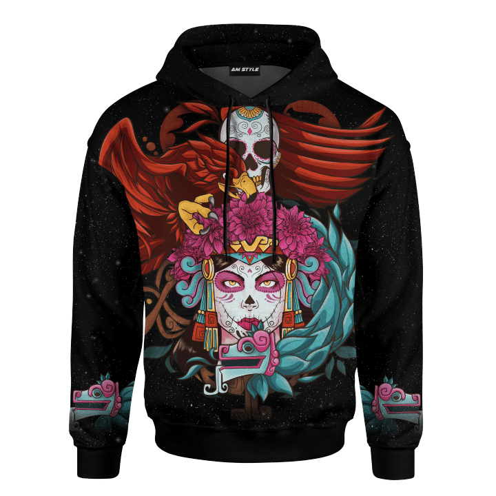 Aztec Calavera Skull Maya Aztec Mexican Mural Art Customized 3D All Over Printed hoodie