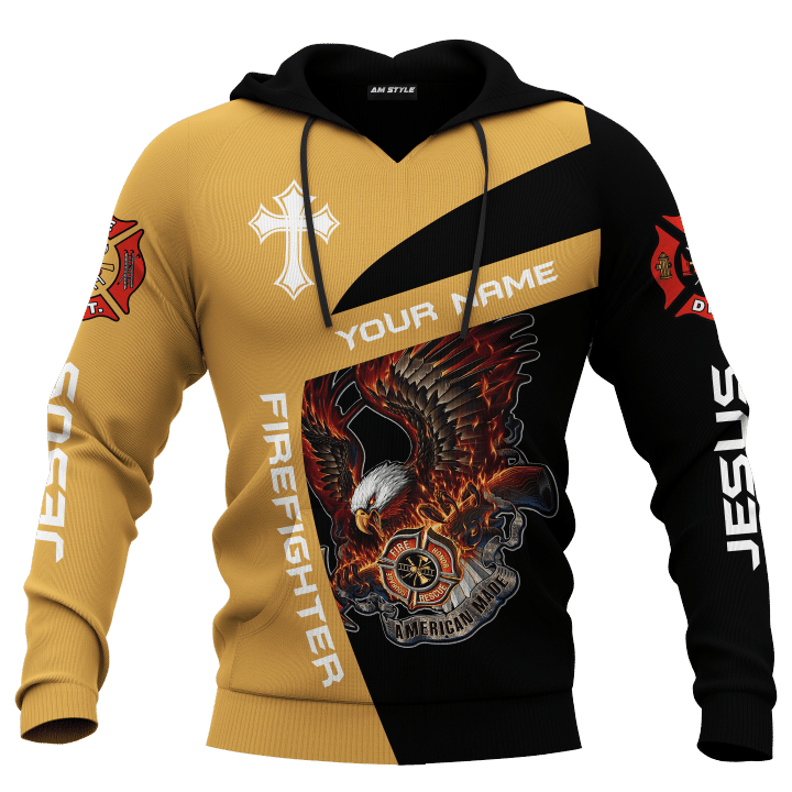 Jesus Firefighter Eagle Fire Department Customized 3D All Over Printed hoodie