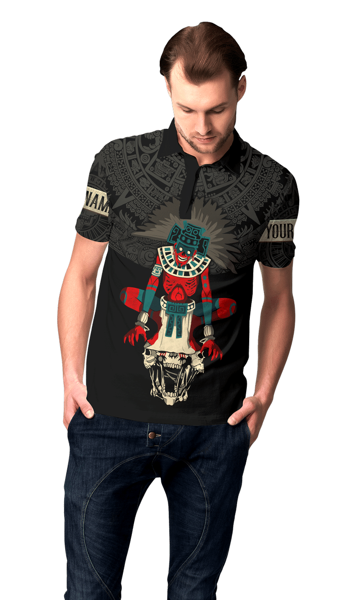 Aztec Mayan Mictlan Skull 3d All Over Printed Vintage Polo Shirt -AM Style - Amaze Style™