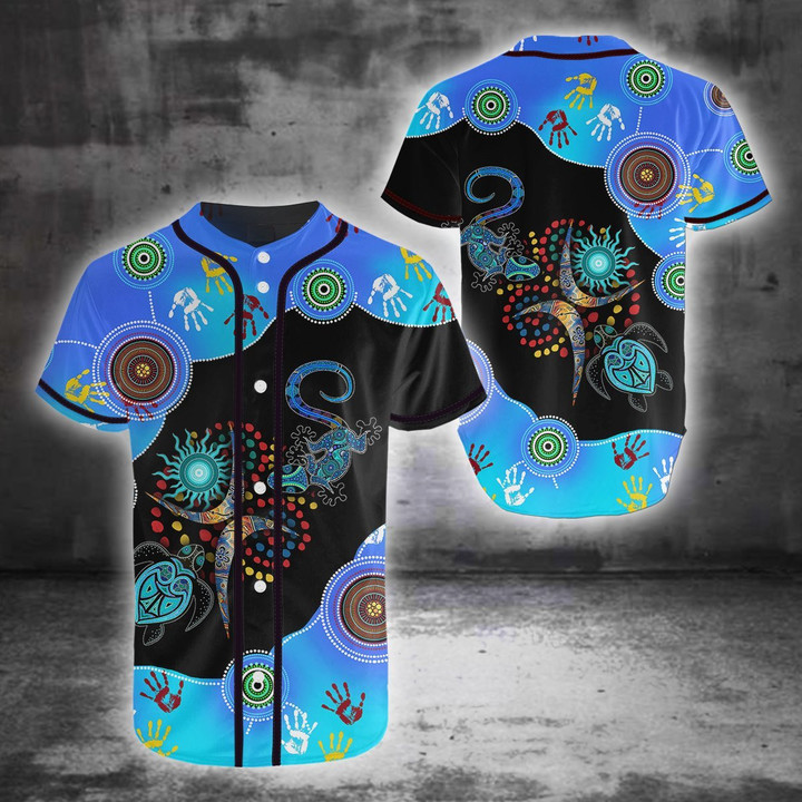 Aboriginal Naidoc Week 2021 Blue Turtle Lizard Baseball Shirt - Amaze Style�?�