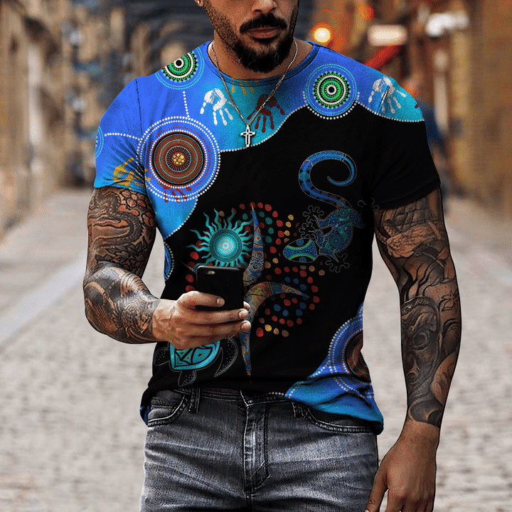 Aboriginal Naidoc Week 2021 Blue Turtle Lizard 3D design Summer shirts - Amaze Style�?�