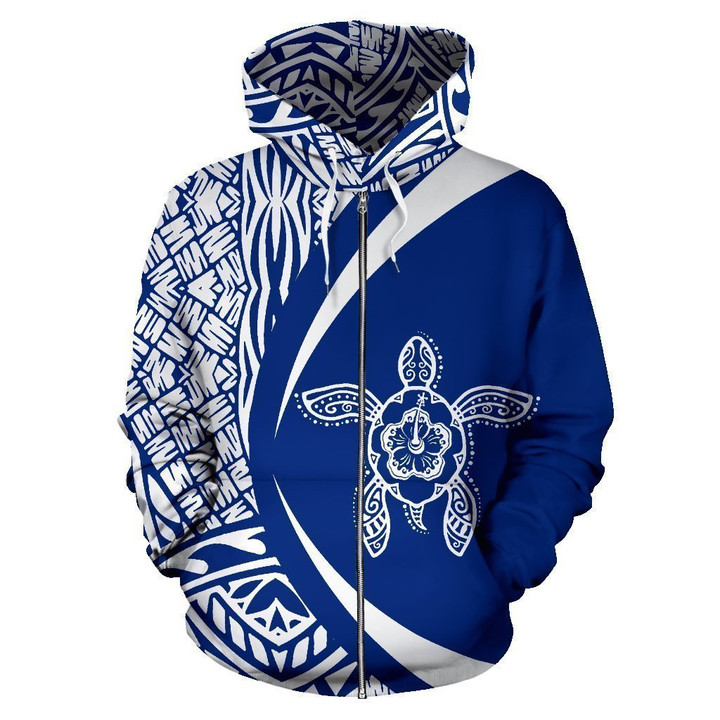 Hawaii Turtle Polynesian Hoodie - Circle Style White And Blue Color - AH - J9 - Amaze Style™