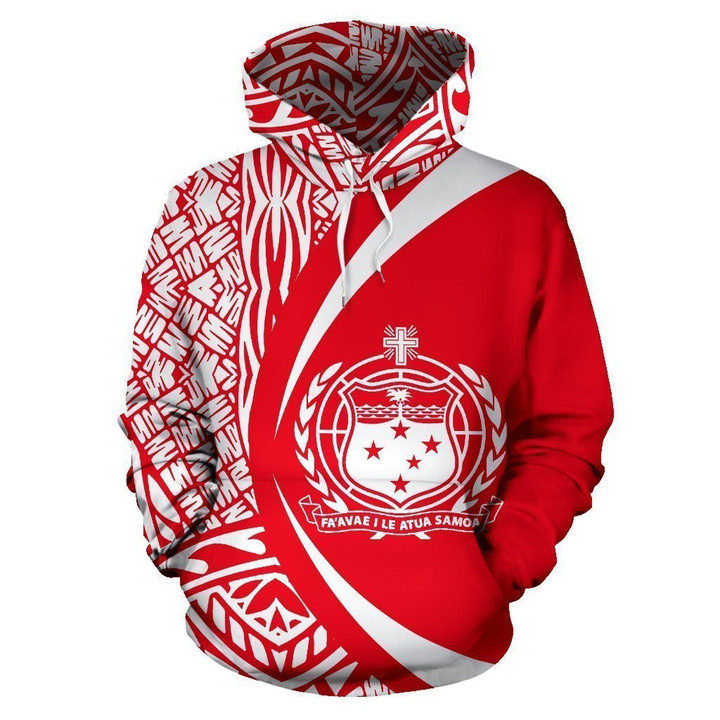 Samoa Polynesian Hoodie - Circle Style White And Red Color - Amaze Style™