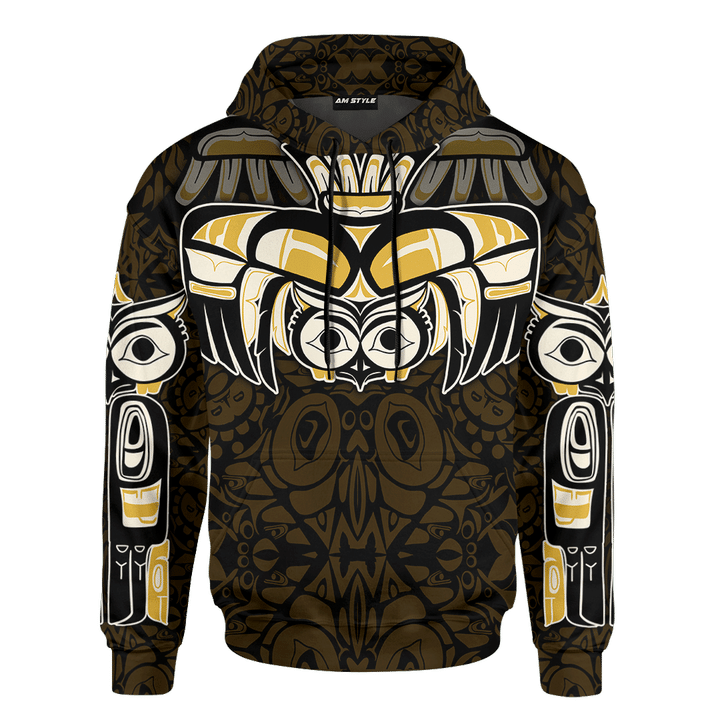 Native American Zodiac Signs Haida Owl Pacific Northwest Art Customized 3D All Over Printed Shirt Hoodie