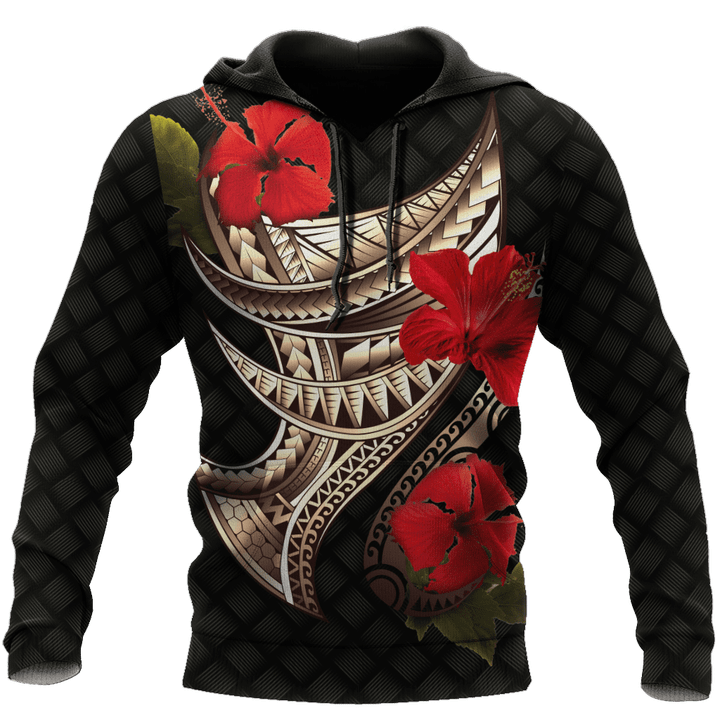 Amazing Polynesian Hibicus Flower And Traditional Pattern D All Printed Unisex Shirts