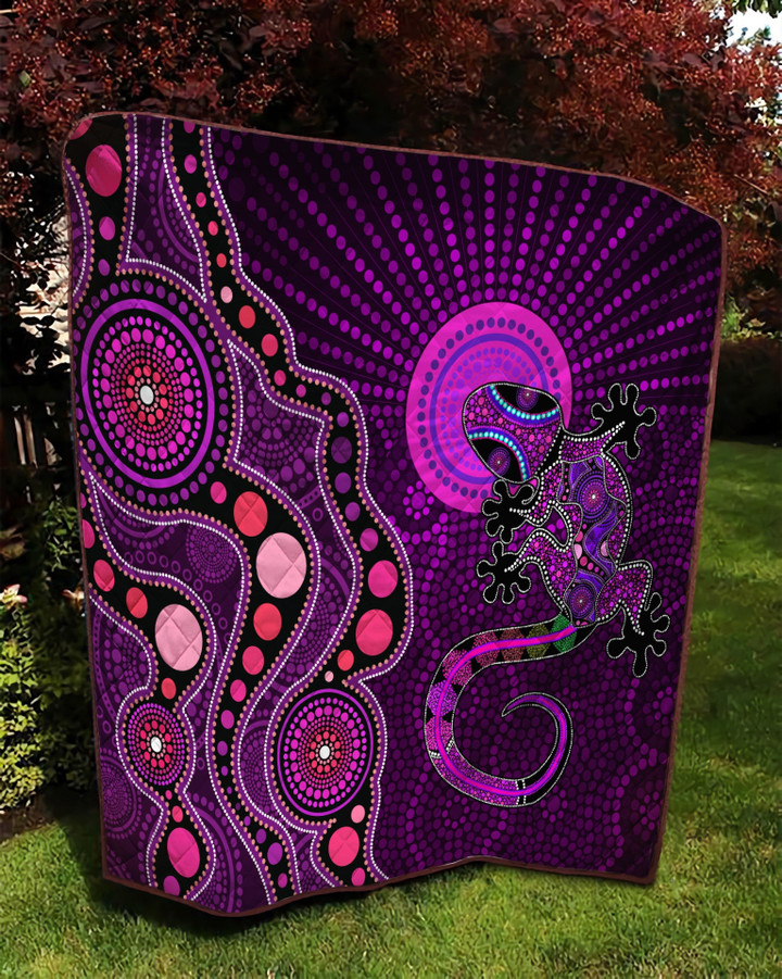 Aboriginal Decors Australian Gifts Purple Lizard Sun Quilt Pi
