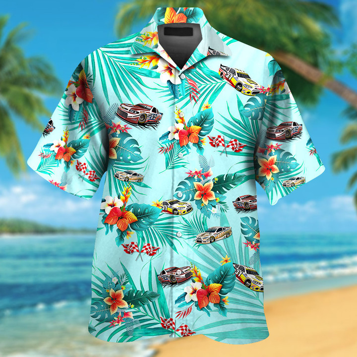 Car Racing Tropical Colorful Hawaiian Shirt For Sports Lover