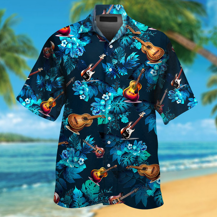 Guitar Tropical Flowers Hawaiian Shirt For Music Lover