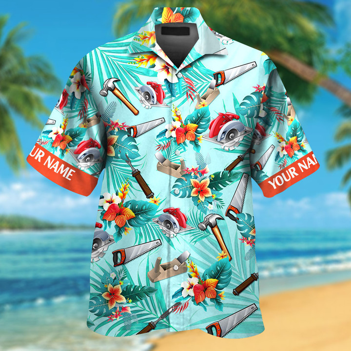 Custom Name Carpenter Colorful Hawaiian Shirts for Men & Women