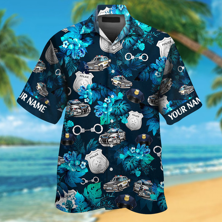 Custom Name Police Hawaiian Shirts for Men & Women