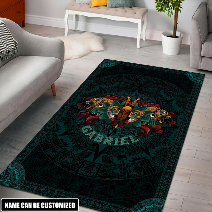 Aztec Maya Mask Of Death And Rebirth Customized 3D All Over Printed Rug - AM Style Design - Amaze Style™