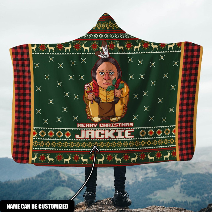 Sitting Bull Funny Style Native American Christmas Customized Hooded Blanket- Am Style Design - Amaze Style™