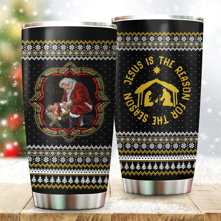 Santa And Jesus Is The Reason For The Season Christmas 3D All Over Printed Tumbler - AM Style Design - Amaze Style™