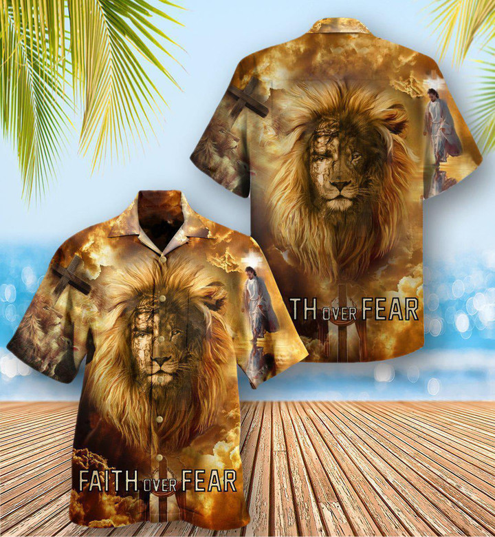 Jesus Lion Faith Over Fear Psalms Hawaiian Shirt