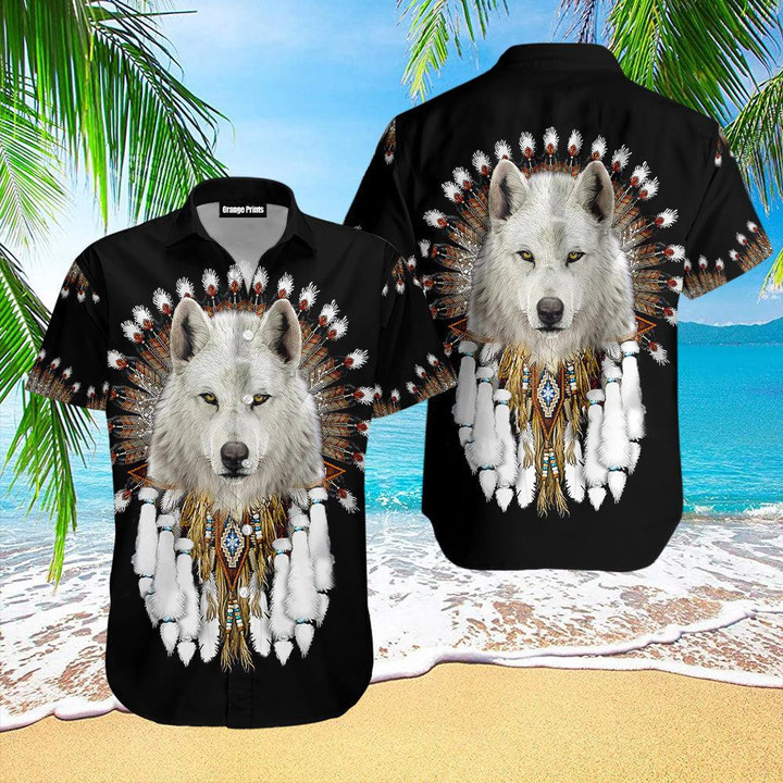 Wolf Native American Hawaiian Shirt