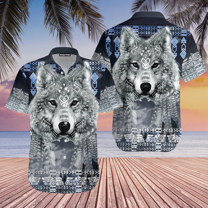 Native American Wolf Hawaiian Shirt