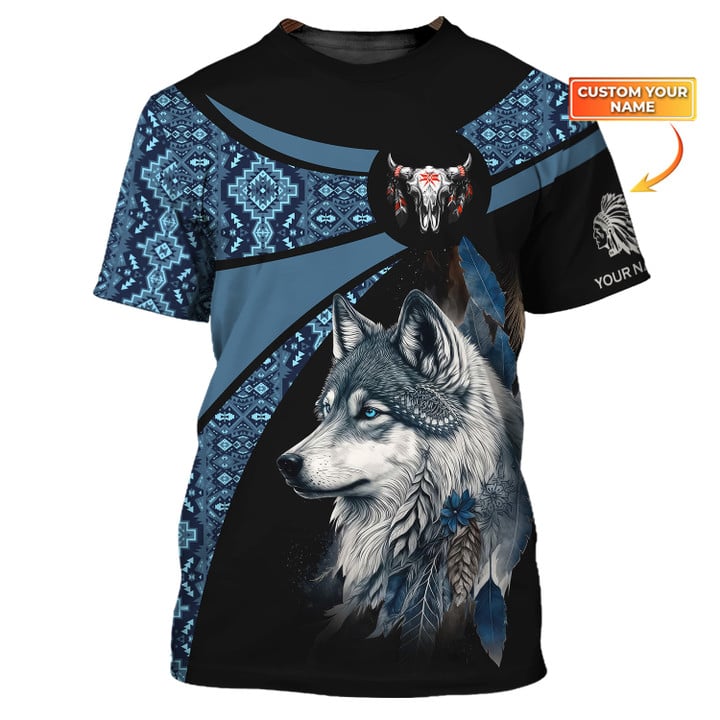 Native American Wolf Custom Name Tee Shirt Native Pride Personalized Shirts