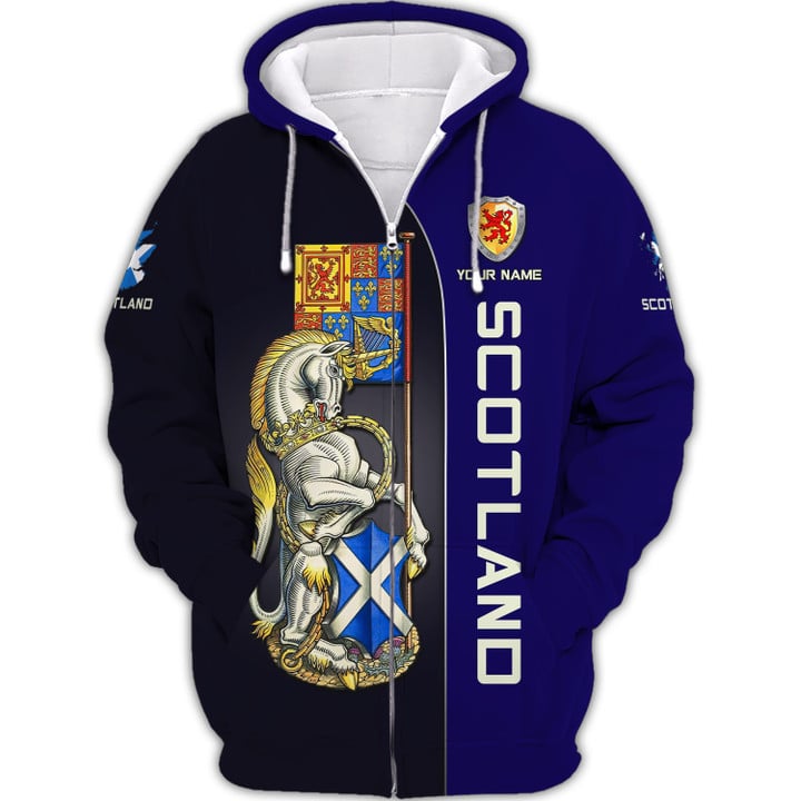 Scotland Custom Name 3D Zipper Hoodie Gift For Scotland Lovers