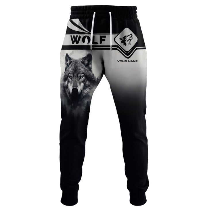 Lone Wolf In The Forest Custom Name 3D Sweatpants Gift For Wolf Lovers