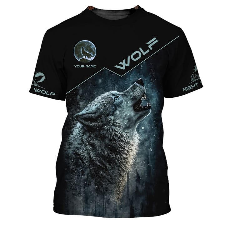 Wolf Shirts for Men Women 3D Custom Name Print Wolves Animal Unisex Tee