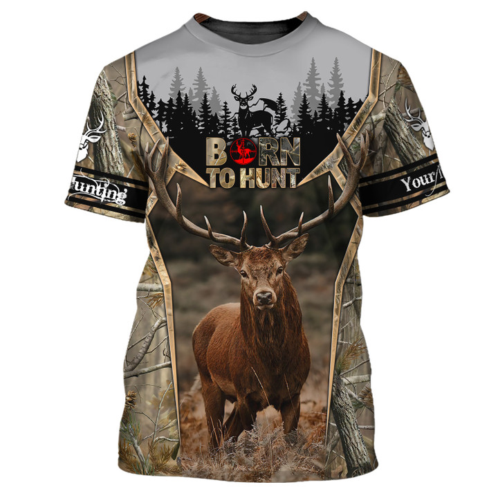 Born To Hunt Custom Name 3D Shirt Gift For Deer Hunting Lovers