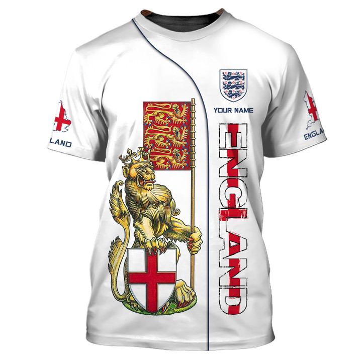 Love England Personalized Name 3D White Shirt Gift For England Lovers