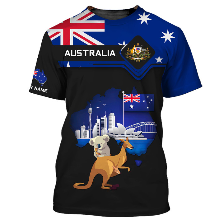 Custom Name 3D Australia Shirt Kangaroo With Map Of Australia Shirts