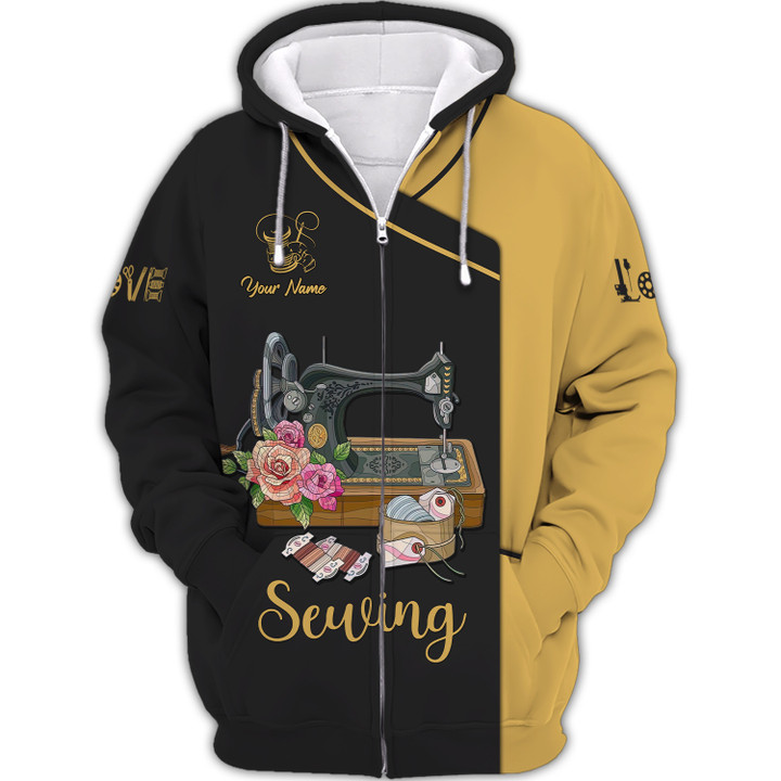 Custom Name Sewing 3D Zipper Hoodie Tailor Personalized Gift For Sewing Lovers