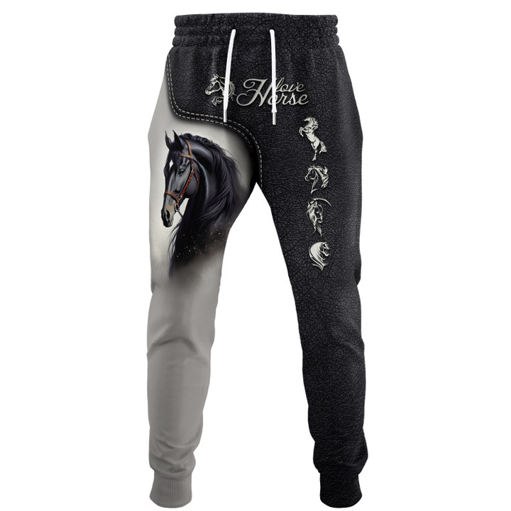 Beautiful Black Horse Personalized Name 3D Sweatpants Gift For Horse Lovers