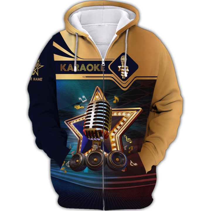 Karaoke Personalized Name 3D Zipper Hoodie Custom Gifts Karaoke Shirts