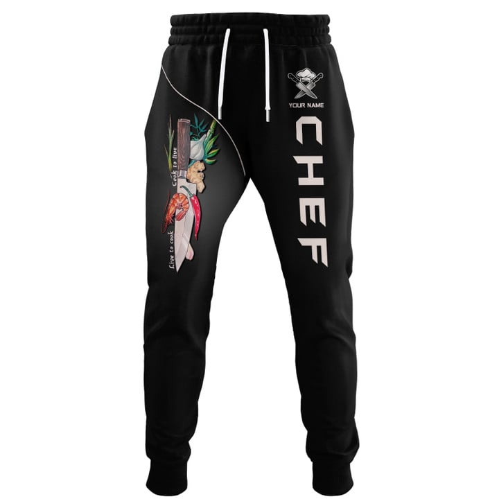 The Love Of Cooking Custom Name 3D Chef Sweatpants Personalized Gift For Cooking Lovers
