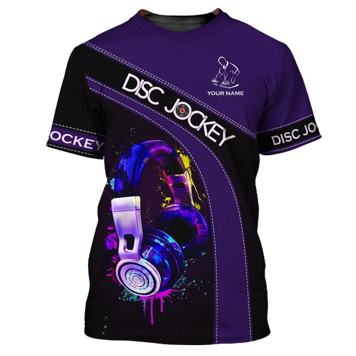 Disc Jockey Personalized Name 3D Shirt Neon Headphone Gift For DJs