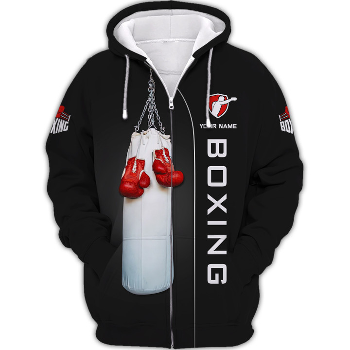 Kick Boxing Personalized Name 3D Zipper Hoodie Custom Gift For Boxing Lovers