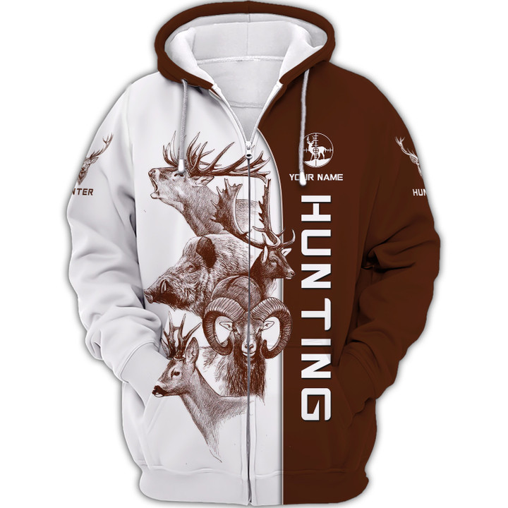 Hunting 3D Zipper Hoodie Personalized Name Gift For Hunting Lovers