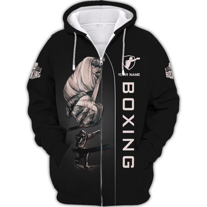 Personalized Boxing 3D Zipper Hoodie Boxing Zipper Hoodie Gifts for Boxing Lovers