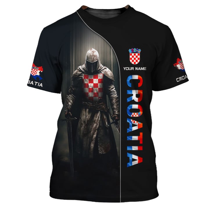 Croatia Knight Personalized Name 3D Croatia Shirt Custom Gift For Croatia Lovers