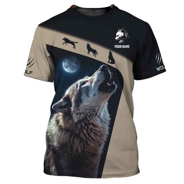 Wolf Personalized Name Shirts for Men Women 3D Print Wolves Animal Unisex