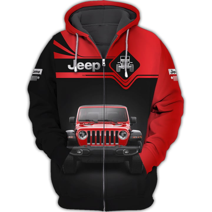 Custom Name 3D Jeep Zipper Hoodie Personalized Gift For Jeep Lovers