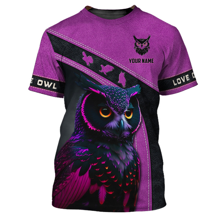 Custom Name 3D Owl Shirt Personalized Gift For Owl Lovers
