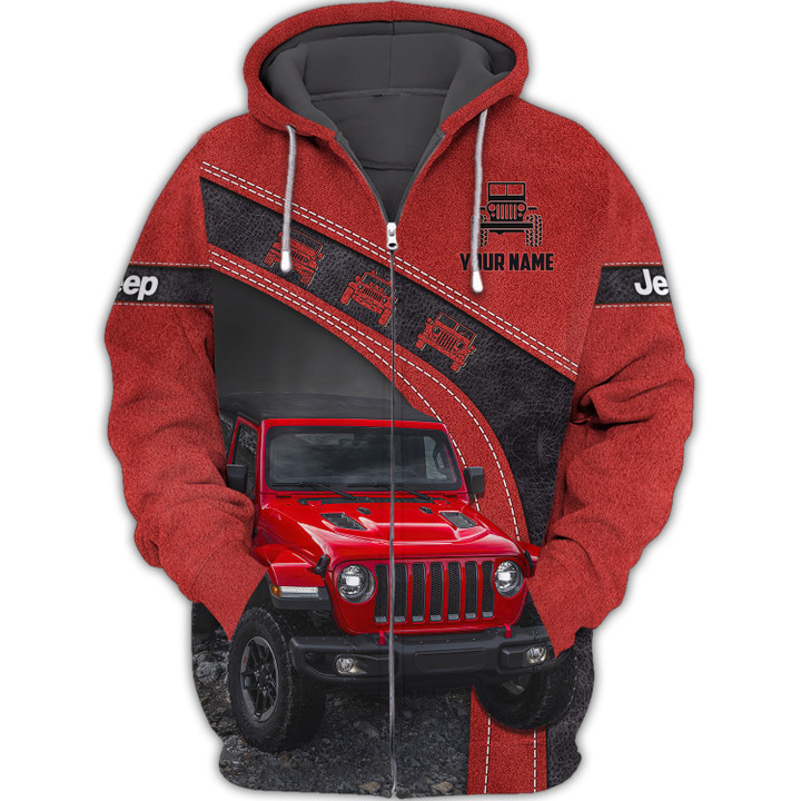 Custom Name 3D Jeep Zipper Hoodie Personalized Name Gift For Jeep Lovers