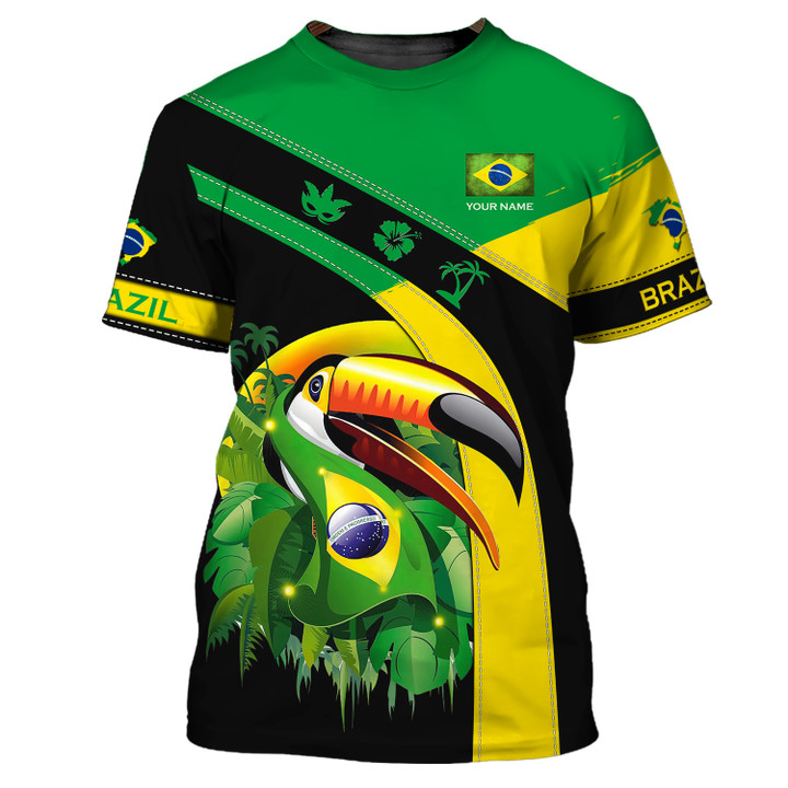 Brazil Personalized Name 3D Brasil Shirt Custom Gift For Brazil Lovers