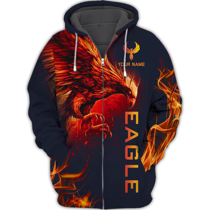 Animal Eagle 3D Zipper Hoodie Digital Printing Custom Name Gift For Eagle Lovers